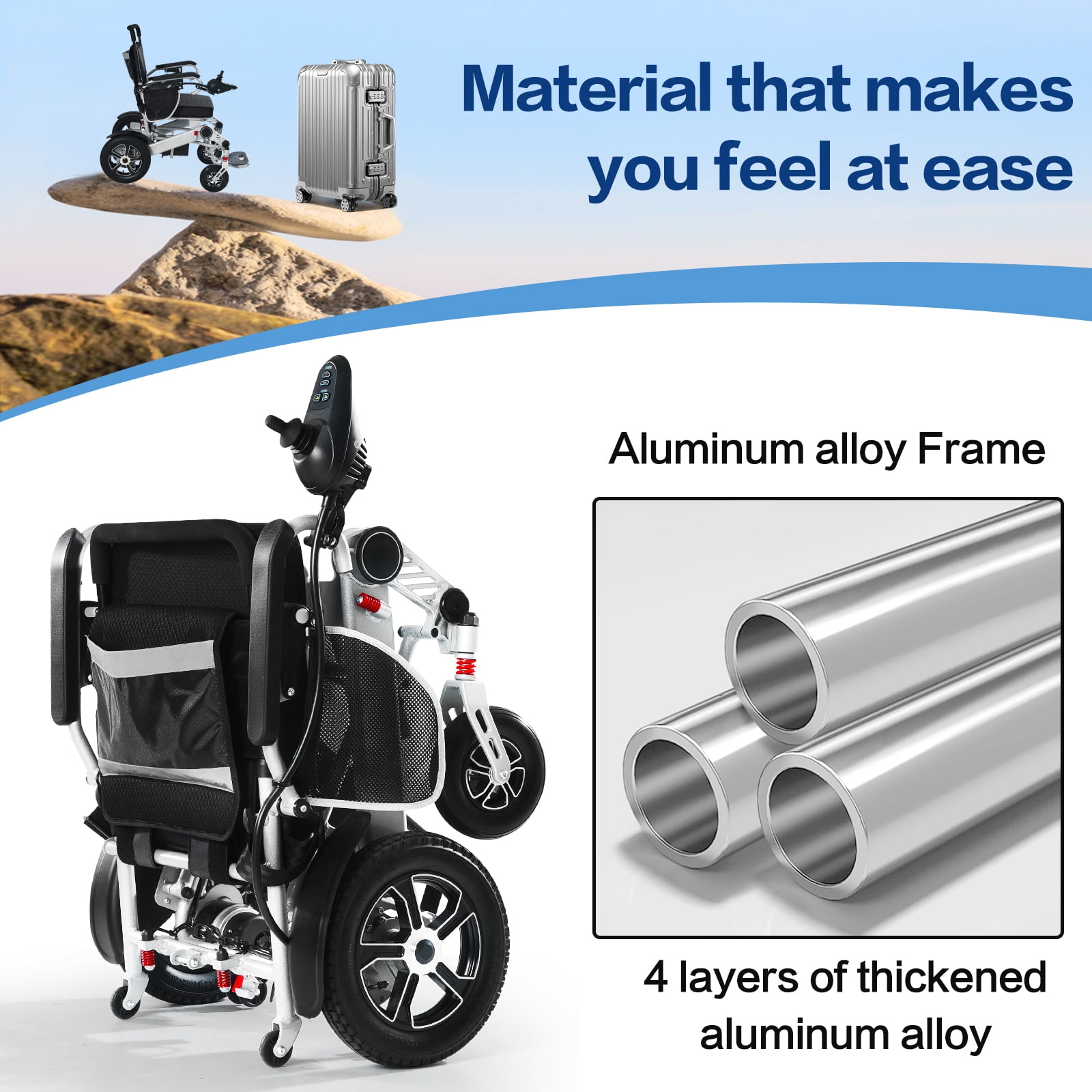 Thland 30+ Miles Long Travel Range, Portable Electric wheelchair for Adults Lightweight Foldable, All Terrain Motorized Power Wheelchair for Seniors Portable, Airline Approved