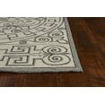 thumbnail image 3 of 3'x5' Ivory Grey Hand Hooked UV Treated Greek Key Medallion Indoor Outdoor Area Rug, 3 of 5