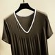 thumbnail image 5 of Karight Womens Soft Cotton T Shirt Dress Summer Short Sleeve Casual V Neck Sleepshirts Loose Long Nightdress House Dress, 5 of 7