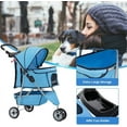 thumbnail image 4 of Favory 3 Wheels Pet Stroller Dog Cat Cage Jogger Stroller for Medium Small Dogs Cats Folding Travel Carrier with Cup Holder, Waterproof Design & Removable Liner, Blue, 4 of 9