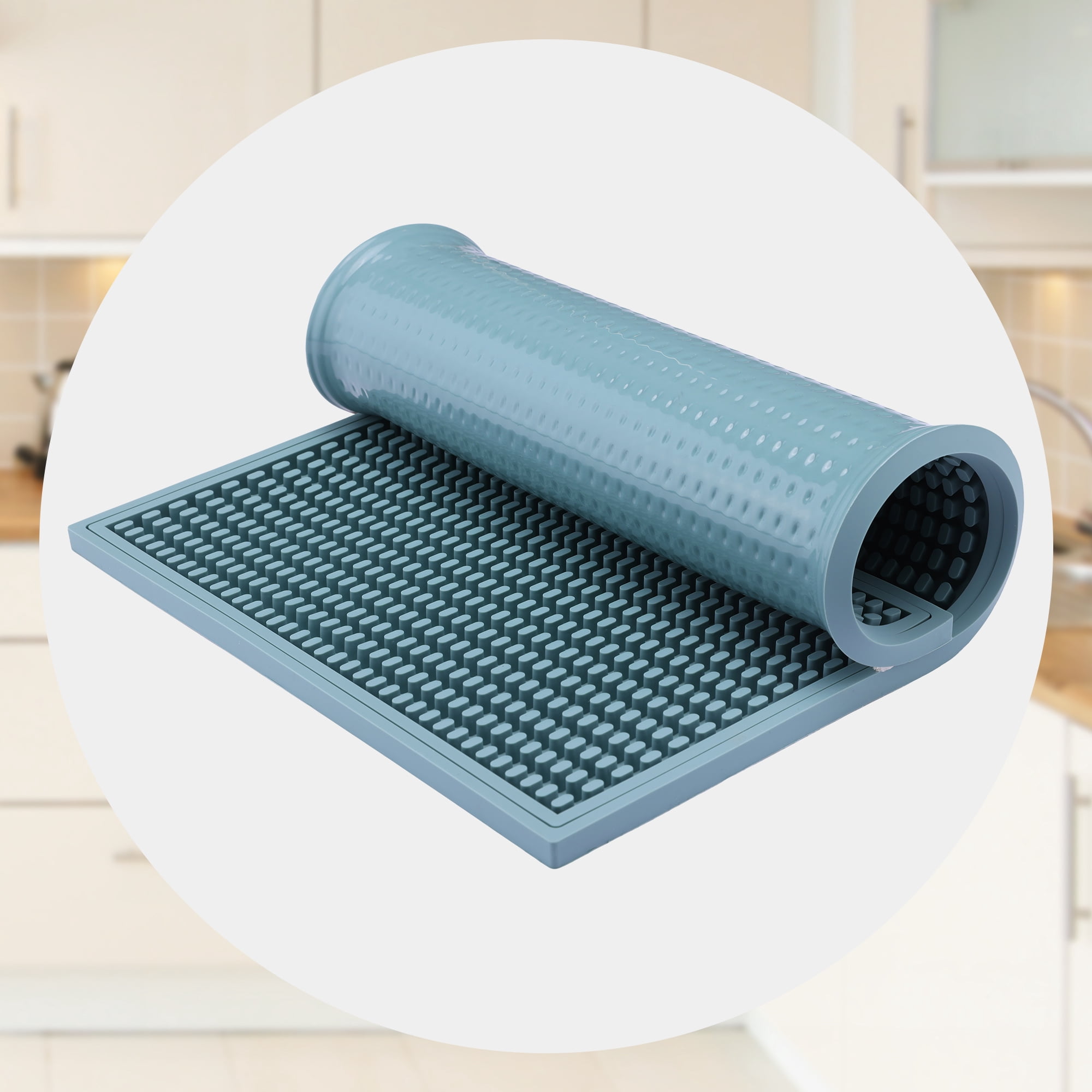 Unique Bargains Heat Resistant Silicone Mat for Kitchen Counter Green