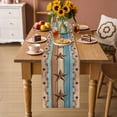 thumbnail image 2 of Western Texas Star Retro Table Runner - 70 Inch Long Country Farmhouse Light Blue Brown Wooden Cotton and Linen Blended Dress Scarves Farmhouse Table Runner for Kitchen Dining, Coffee Table, 13"x70", 2 of 8