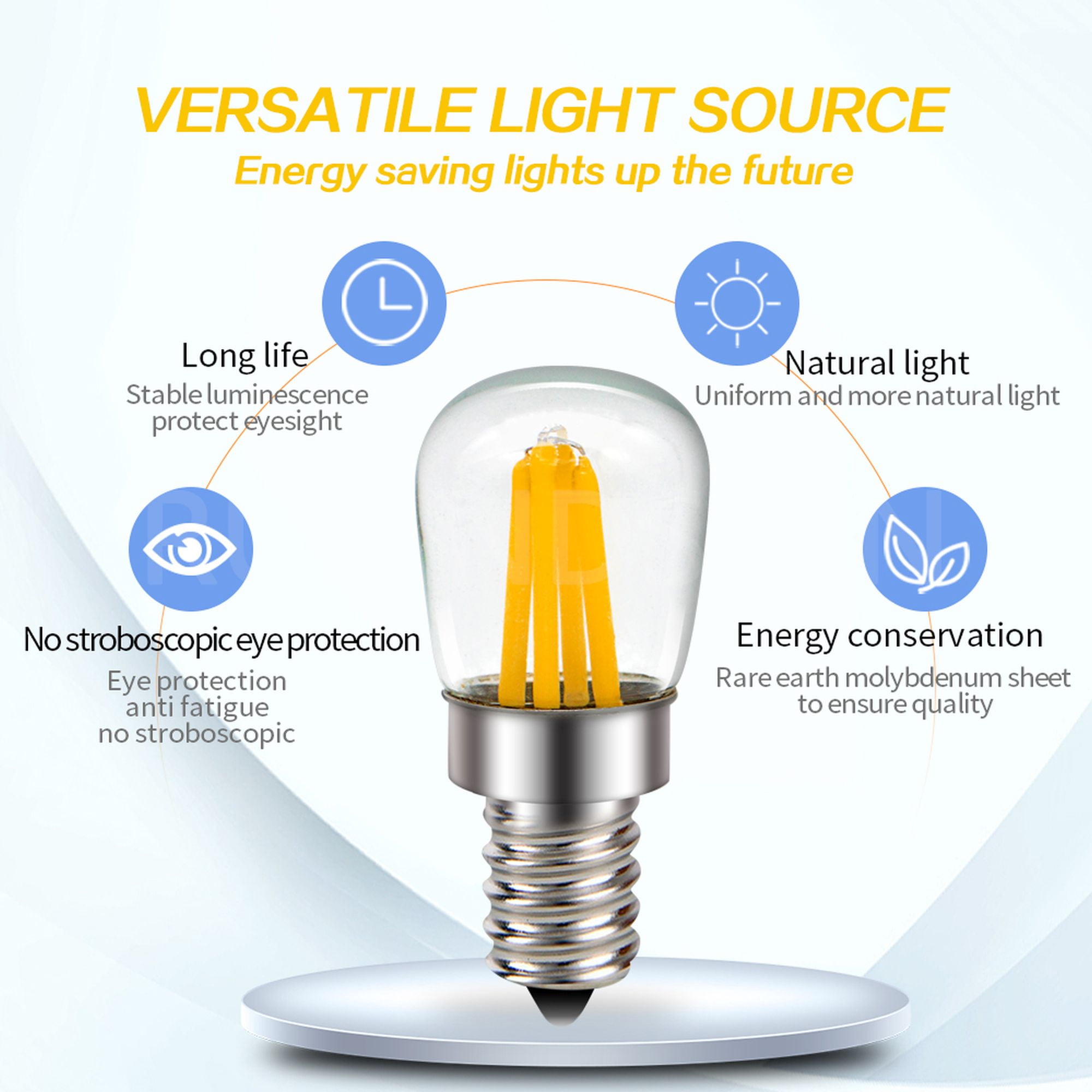 Ruiandsion E12 LED Bulb Warm White 3000K 4 Filament 400LM 2W 110V for Bedroom Lamp Restaurant Holiday Decor,(pack of 10)