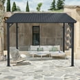 thumbnail image 5 of JOIVI 8' x 10' Outdoor Lean to Gazebo, Hardtop Wall Mounted Gazebo with Sloping Roof, Awnings for Patio with All-Iron Frame, Pergolas for Patio, Backyard, Deck, 5 of 9