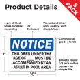 thumbnail image 2 of Children Under The Age Of Pool Spa OSHA Notice Rigid Plastic Sign 10 Inch x 7 Inch - 5 Pack, 2 of 8