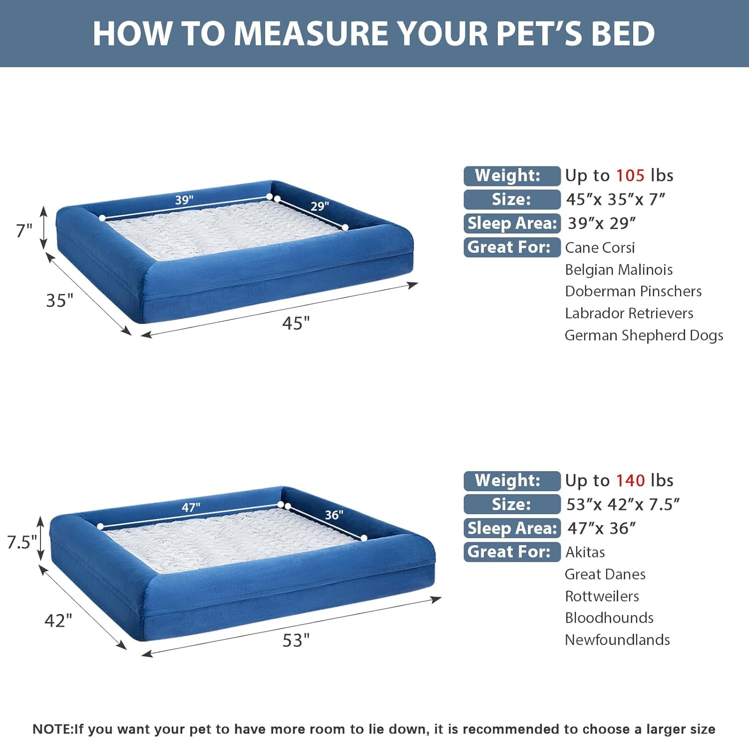 ECP XXL Extra Large Dog Bed, Washable Dog Couch with Removable Waterproof Cover, Orthopedic Large Pet Sofa Bed with Bolster Sides for Sleeping