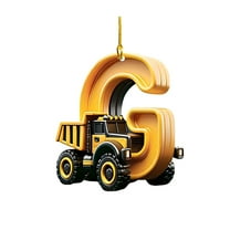 Luoshdecor 26 Construction Truck Letters Christmas Tree Decoration Pendant,Acrylic DIY Hanging Christmas Ornaments, Indoor Letter Hanging for Fireplace,Home Paty (G)