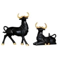 thumbnail image 1 of 2x Estatua de vaca creativa, escultura de toro, figurita artesanal de resina, animal, arte moderno Negro, 1 of 9