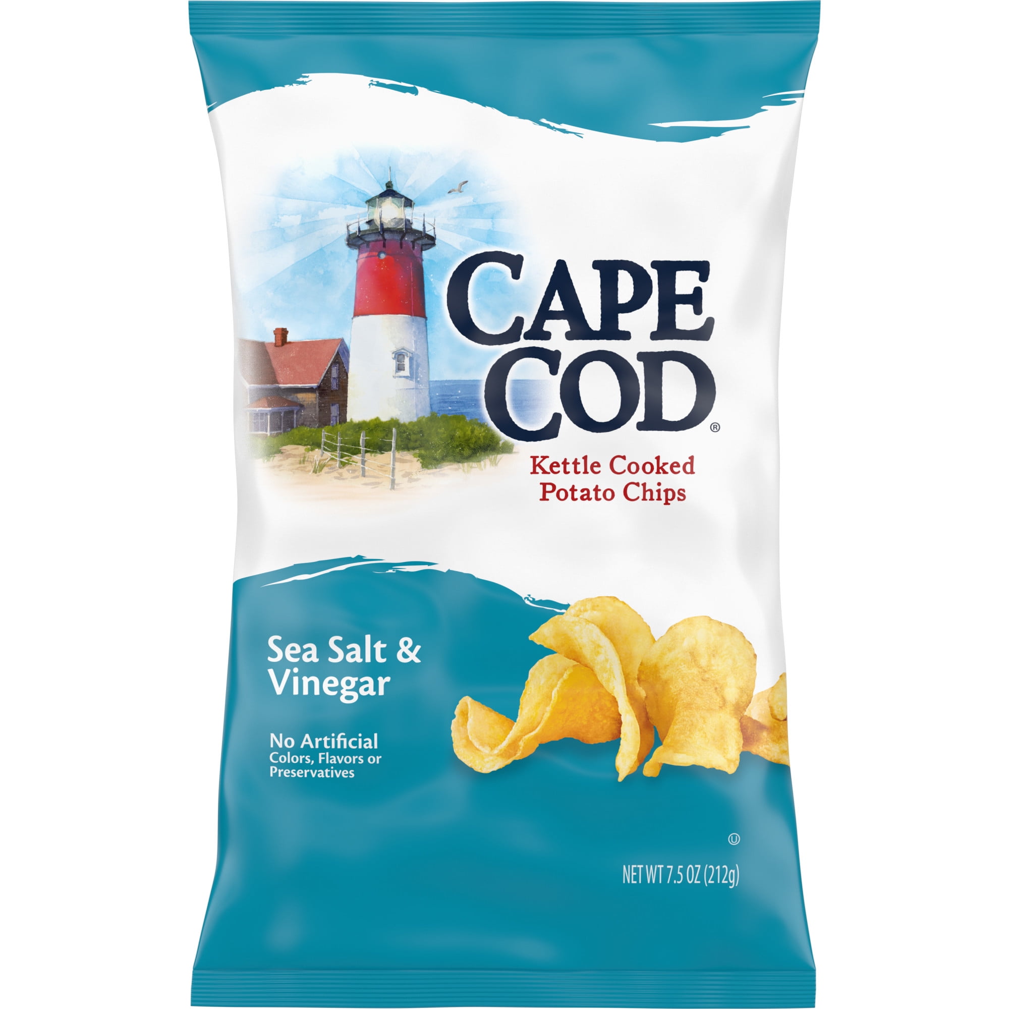 Cape Cod Potato Chips, Sea Salt and Vinegar Kettle Chips, 7.5 Oz