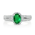 thumbnail image 2 of Gem Stone King 1.20 Ct Oval Green Simulated Emerald 925 Sterling Silver Ring (Size 6), 2 of 5
