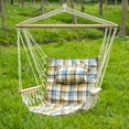 thumbnail image 5 of Hanging Chair with Pillow & Arms-Green Plaid, 5 of 7