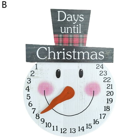 

Grandest Birch Festive Santa Countdown Pendant Ornamental Bright-coloRed Wood Snowman Countdown Pendant for Wall Christmas Theme D