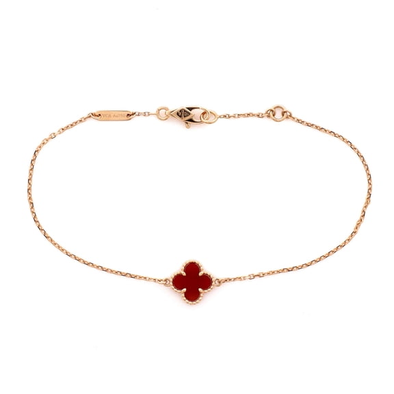 Pre-Owned Sweet Alhambra Bracelet 18K Rose Gold and Carnelian By Rebag