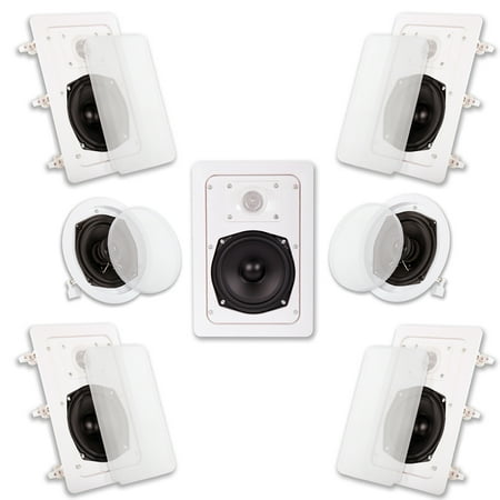 Acoustic Audio HT57 In Wall and In Ceiling Home Theater Surround Sound 7 Speaker