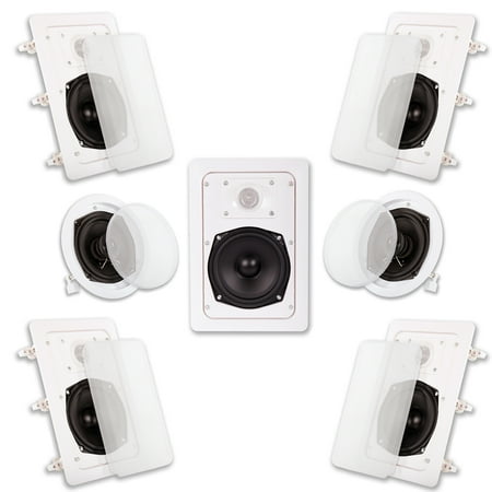 Acoustic Audio HT57 In Wall and In Ceiling Home Theater Surround Sound 7 Speaker (Best Sounding Ceiling Speakers)