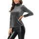 thumbnail image 4 of INSPIRAR CHIC Blusa de Mujer de Manga Larga Cuello Mock Cuello de Tortuga de Terciopelo Elástico L Gris, 4 of 6