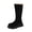 Black, variant on Coffee Womens Casual Suede Mid Calf Boots Thick Sole Block Heel Lace Up Warm Ankle Booties For Winter