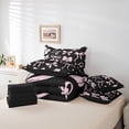 thumbnail image 6 of meiyoeat Pink Ribbon Bow 7-Piece King Bedding For Kids,Cute Minimalist Bow King Bed In A Bag For Girls,Black Reversible, 6 of 7