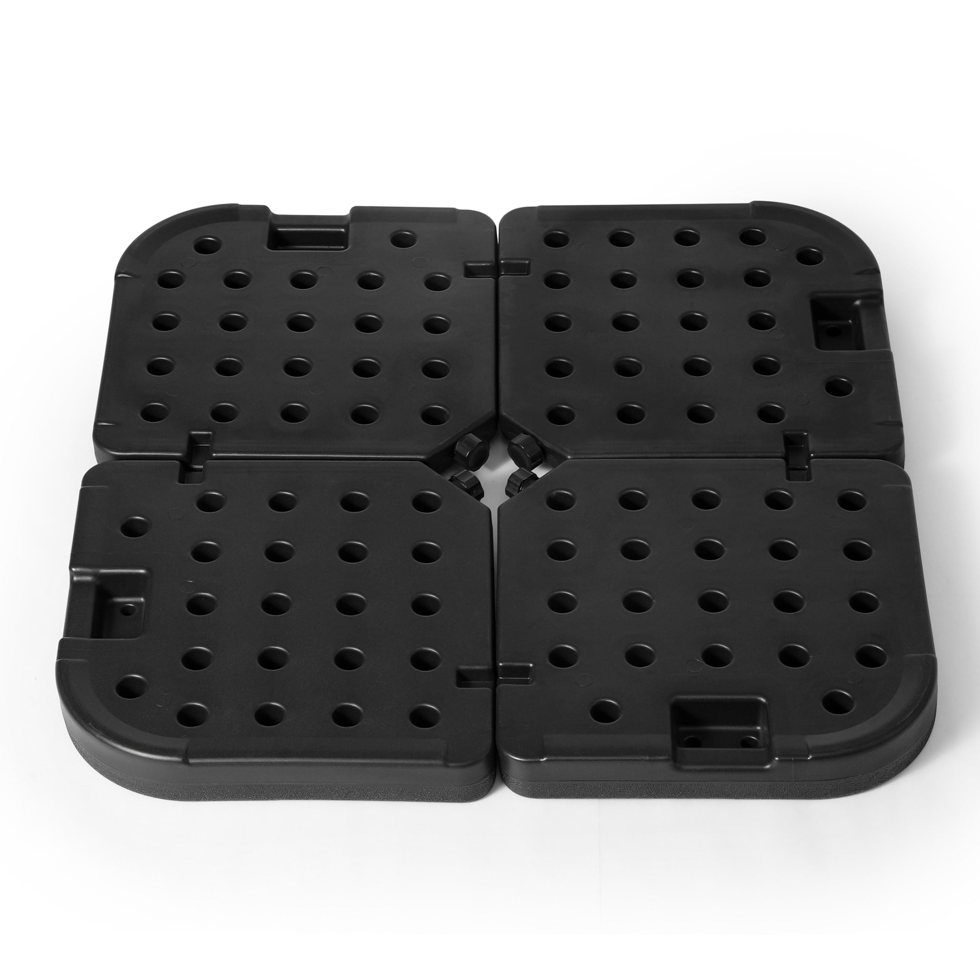 WestinTrends 4PC Universal Plastic Fillable Offset Cantilever Umbrella Base Stand Weights for Outdoor Patio Heavy Duty UV Resistant, Black