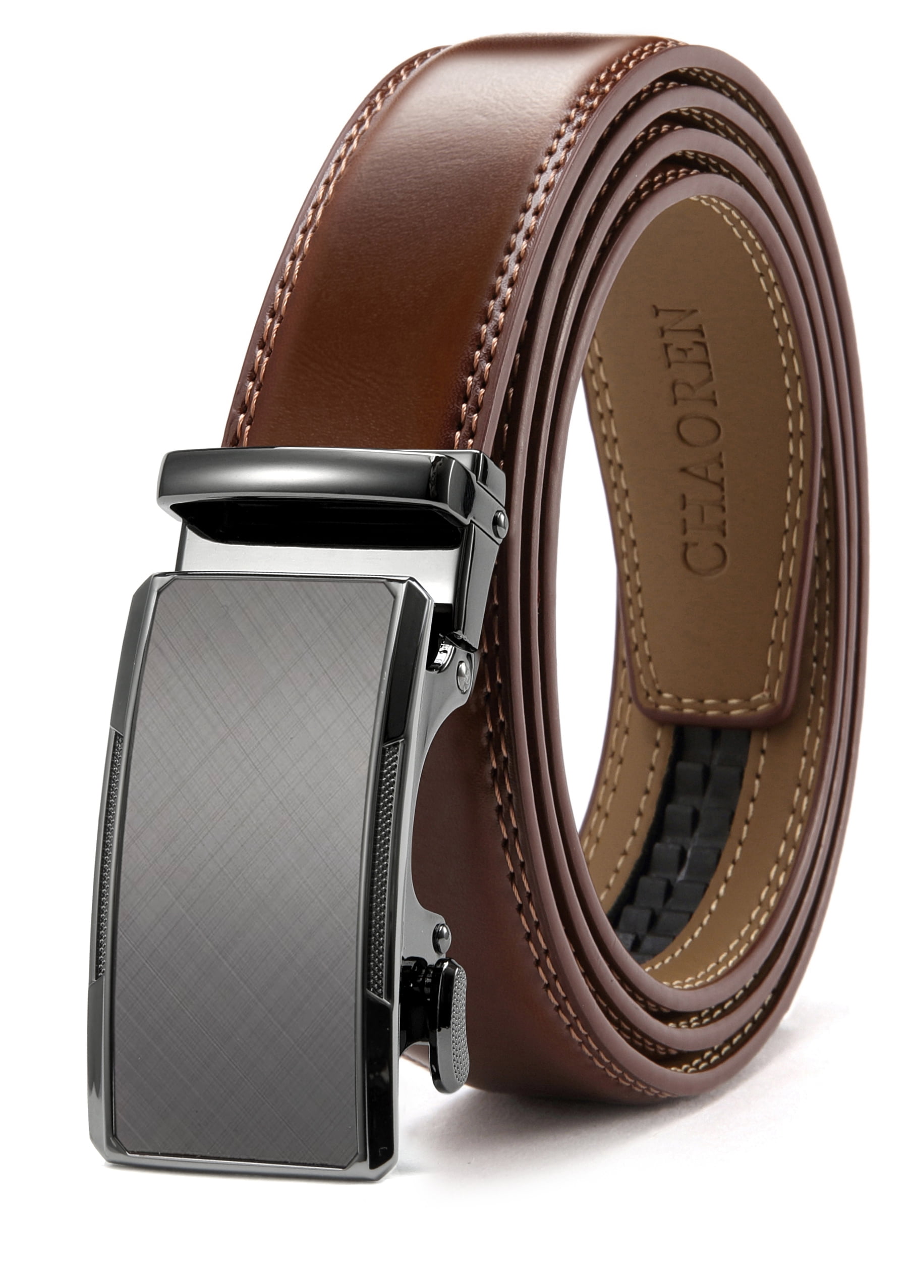 Women's belt Leather Dress Belt Click Comfort Automatic Lock buckle up to 43" 