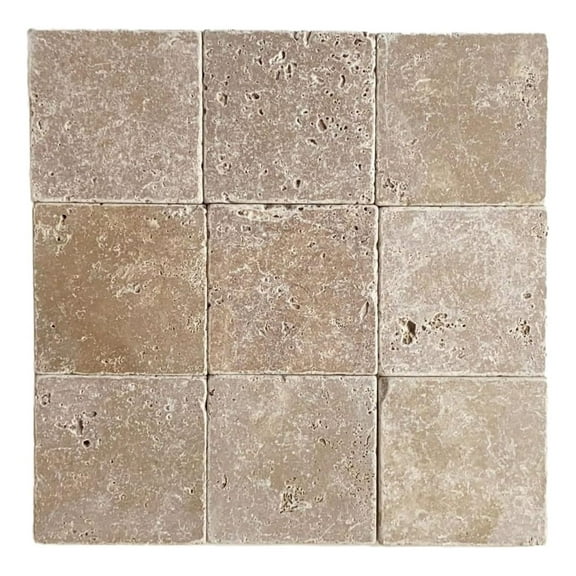 Noce 4x4 Tumbled Travertine Floor Backsplash 9 Piece Pack