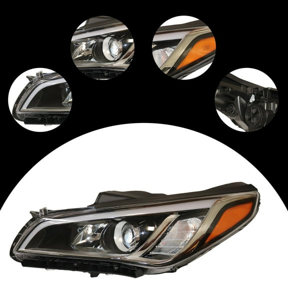Headlight Assembly for 2015-2017 Hyundai Sonata Left Side Headlamp Replacement Compatible with 2015 2016 2017 Hyundai Sonata Left/Driver Side 92101C2000