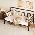 thumbnail image 2 of Tamaño individual - size daybed con cabecero: sturdy metal y mdf, ideal para para sala de estar, dormitorio o guest room, fácil montaje, brown, 2 of 9