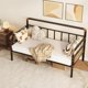thumbnail image 2 of Tamaño individual - size daybed con cabecero: sturdy metal y mdf, ideal para para sala de estar, dormitorio o guest room, fácil montaje, brown, 2 of 9