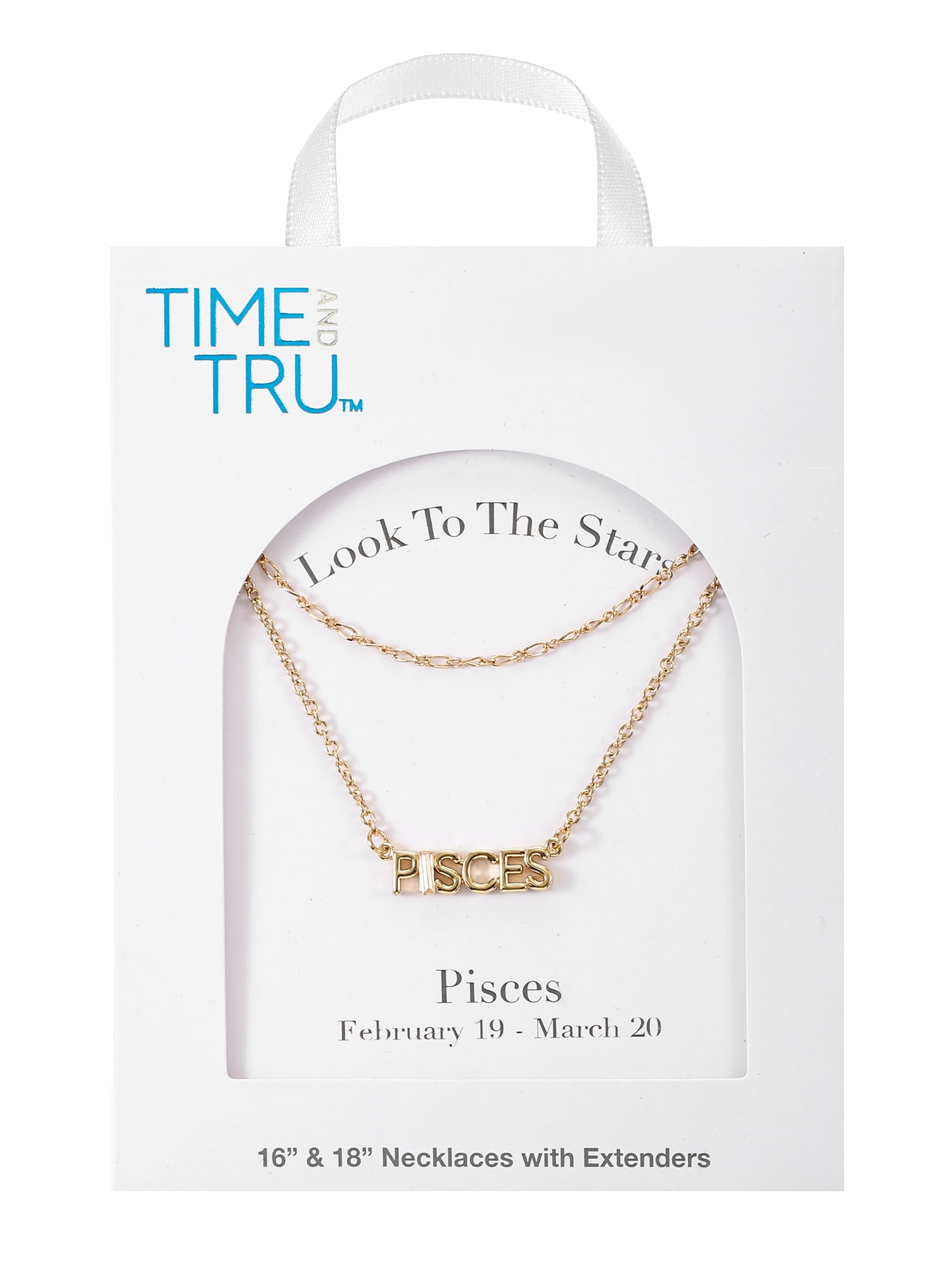 Time and Tru Goldtone Zodiac Necklace Set, 2 Pieces, Pisces