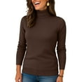 thumbnail image 4 of Nokdvo Women’s Turtleneck Sherpa Knit Long Sleeve Solid Color Sweaters Fall Winter Casual Loose Ribbed Pullover Top,Coffee 2XL, 4 of 4