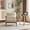 Beige, variant on LiteHaven Solid Wood Wide Armrests Accent Chair,Upholstered Mid Century Modern Chair with Pillow,Comfy Reading Chair Farmhouse Arm Chair,Chairs Living Room,Bedroom,Guest Room,Linen Fabric,Orange