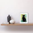 thumbnail image 2 of Black Cat Colour Linocut Teal Blue Yellow Simple Feline Vintage Ad Style Artwork Framed Wall Art Print 9X7 Inch, 2 of 5