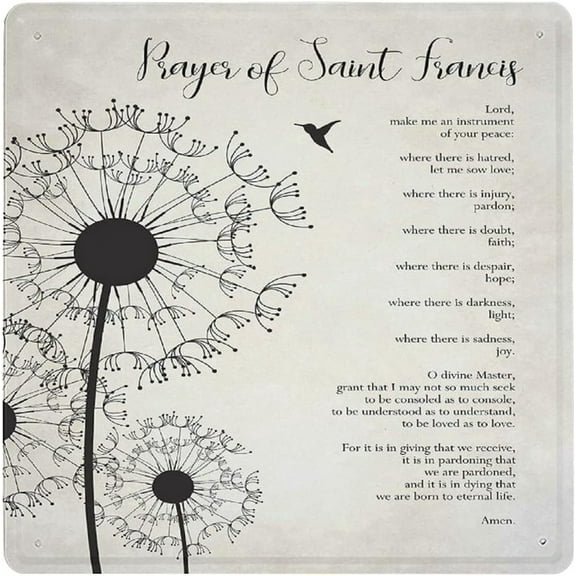 Vintage Wall Decor Prayer of Saint Francis Art Retro Tin Signs,Kitchen Decor,Country Decor Metal Poster Vintage Metal Tin Sign for Bars,Restaurants,Cafes,Home Beer 12x12 Inch Square Sign