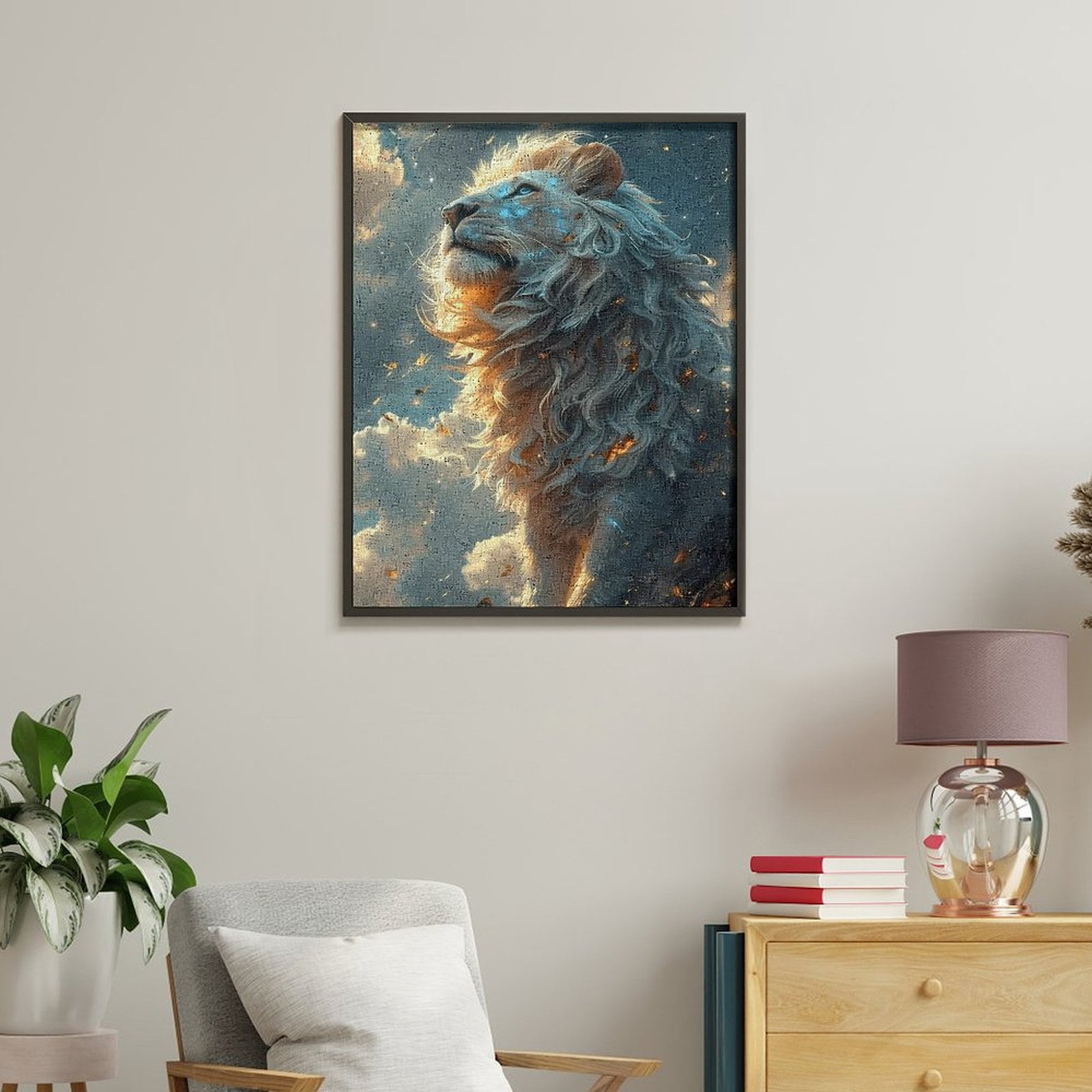 Paint By Numbers Kit for Adults Beginner - DIY Majestic Lion Dreamy Skies Art Canvas Painting Kits for Adults, Frameless Paint By Number for Adults for Home Wall Decor 16x20 Inch