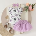 thumbnail image 2 of Zanarzt Girls Outfits Sets Romper Baby Girl Clothes Romper Shorts Set Floral Summer Outfits Cute Baby Clothes Girl Purple,9-12 Months, 2 of 9