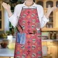thumbnail image 6 of Red Skull Flower Cross Pattern Apron-Garden Aprons for Women with Pockets-Cotton Linen Waterproof Kitchen Cooking Gardening Aprons Adjustable for Kitchen,Cooking,BBQ and Salon 33x27 Inch, 6 of 7