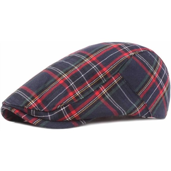 CoCoMangos Men's Newsboy Hat Striped Plaid Flat Cap Adjustable Ivy Gatsby Cabbie Driving Irish Beret Hat