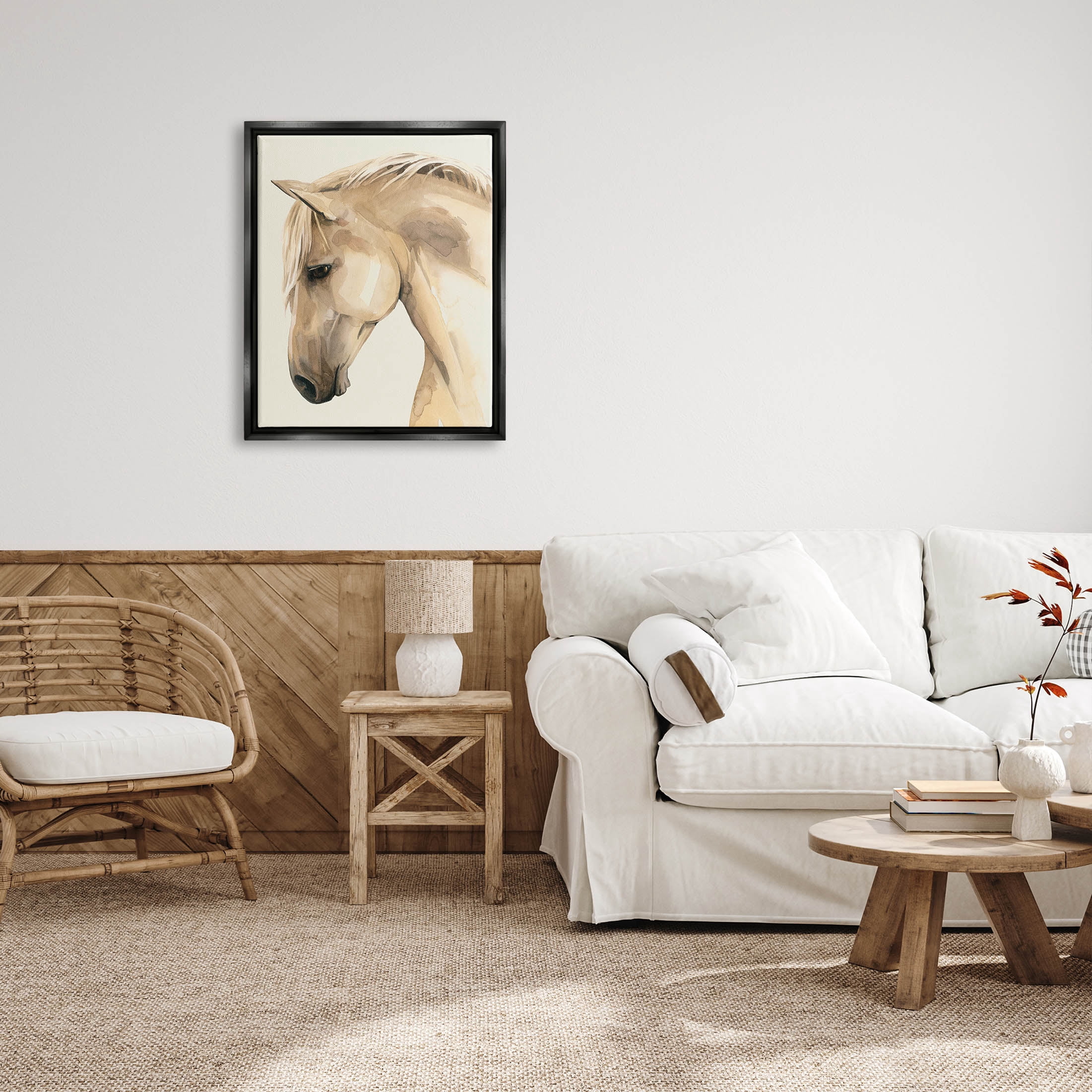 Stupell Industries Country Horse Farm Animal Portrait Graphic Art Jet Black Floating Framed Canvas Print Wall Art, Design by Grace Popp