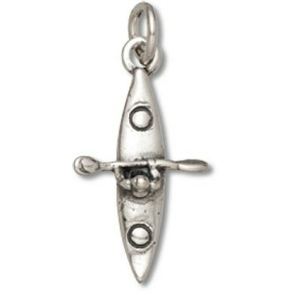 Sterling Silver 16" .8mm Box Chain 3D Kayaking Pendant Necklace