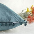thumbnail image 4 of Unique Bargains 2 Velvet Throw Pillow Covers Pompoms Decorative Pillow Cases Cushion Cover Blue 12" x 20", 4 of 6