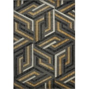 Beautiful Super Soft Modern Indoor Vincenza Collection Doormat Carpet for Bedroom Living Room Dining Room in Dark Grey Gold