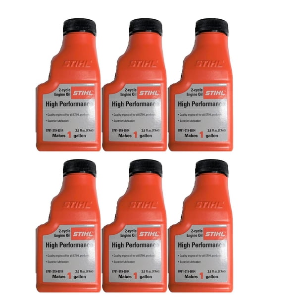 STIHL 0781 319 8008 2.6 onzas de aceite de motor de 2 ciclos de alto rendimiento, paquete de 6
