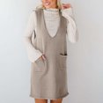 thumbnail image 2 of Women’s Sweater Vest Dress V Neck Sleeveless Knit Pullover Pinafore Mini Dress With Pockets, 2 of 2