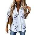 thumbnail image 1 of Chemise à Revers Imprimée à Manches Longues pour Femme, 1 of 1