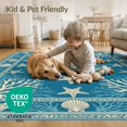 thumbnail image 4 of ODIKA 5'x7' Washable Area Rug Non-Slip, Chair-Friendly Coral Seashell Motifs Bathroom Reef Nautical Wave Starfish Ocean Refined for Dining Room, Under Table, Home Office, 4 of 7