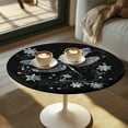 thumbnail image 2 of SEANATIVE Round Fitted Tablecloth Set of 2 Decorative Bar Table Cover Stretch Cocktail Table Topper Cap Table Cloth with Elastic Edged for Outdoor Indoor, Dragonfly Flower Pearl Print Black, 2 of 7