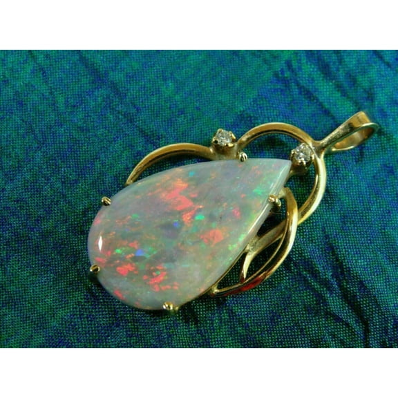 3Ct Pear Cut Simulated Fire Opal Solitaire Pendant 14K Yellow Gold Plated Silver