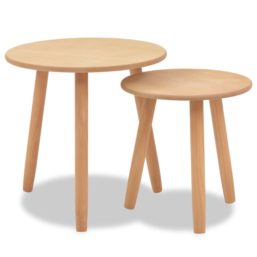 Kepooman Round End Side Table for Home Office, Set of 2, Brown Kepooman Round End Side Table for Home Office, Set of 2, Brown