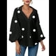 thumbnail image 1 of Blusa Holgada de Larga con Cuello Semiabierto y Lunares Franceses para Mujer Lunares Negros XXL, 1 of 10