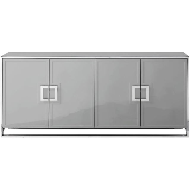 Posh Living Haukea 4-Door & 2 Adjustable Shelves Modern Wood Sideboard in Gray
